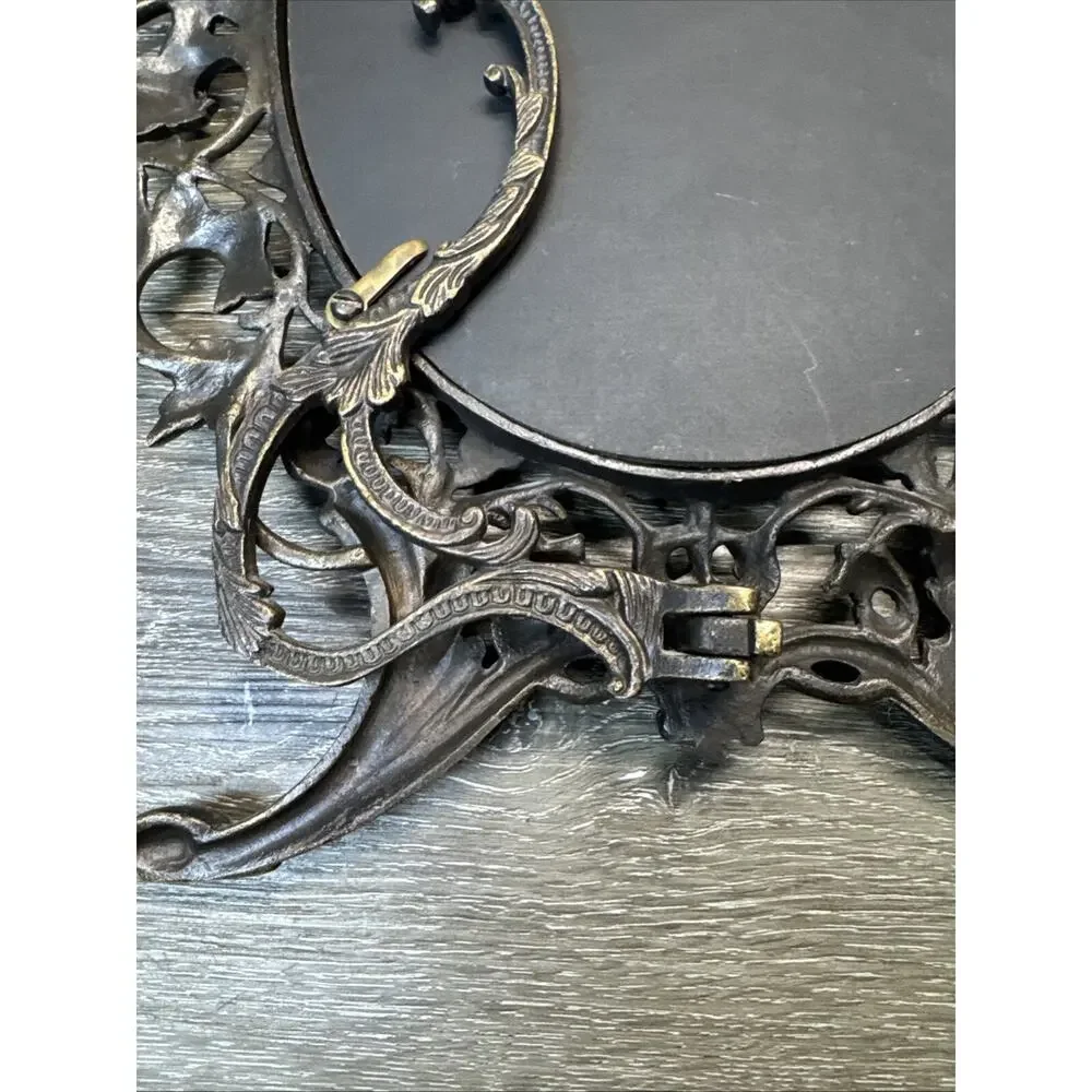 Vintage Victorian Oval Solid Brass Vanity Mirror 15x11”